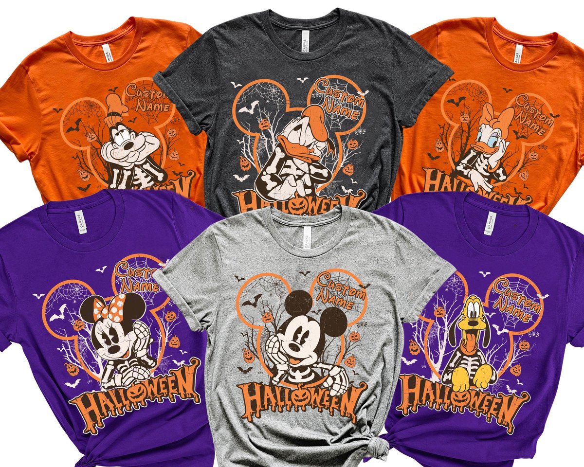 Vintage Disney Halloween Shirt Mickey Friends Family Trip Tee