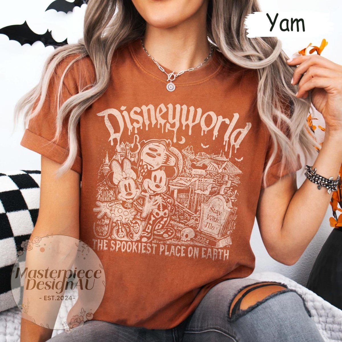 Vintage Disney Halloween Shirt Mickey Minnie Skeleton Retro Tee