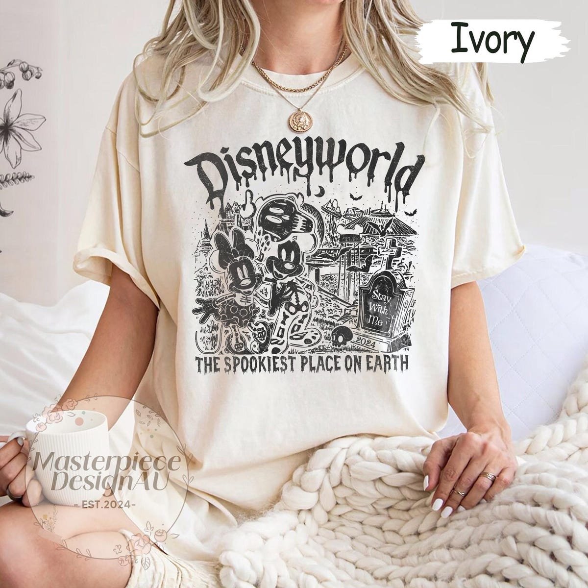 Vintage Disney Halloween Shirt Mickey Minnie Skeleton Retro Tee