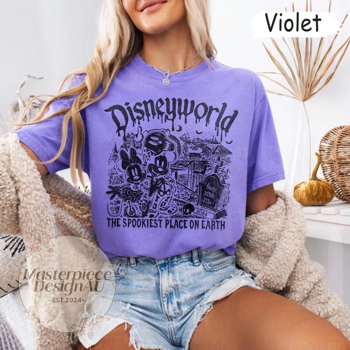 Vintage Disney Halloween Shirt Mickey Minnie Skeleton Retro Tee