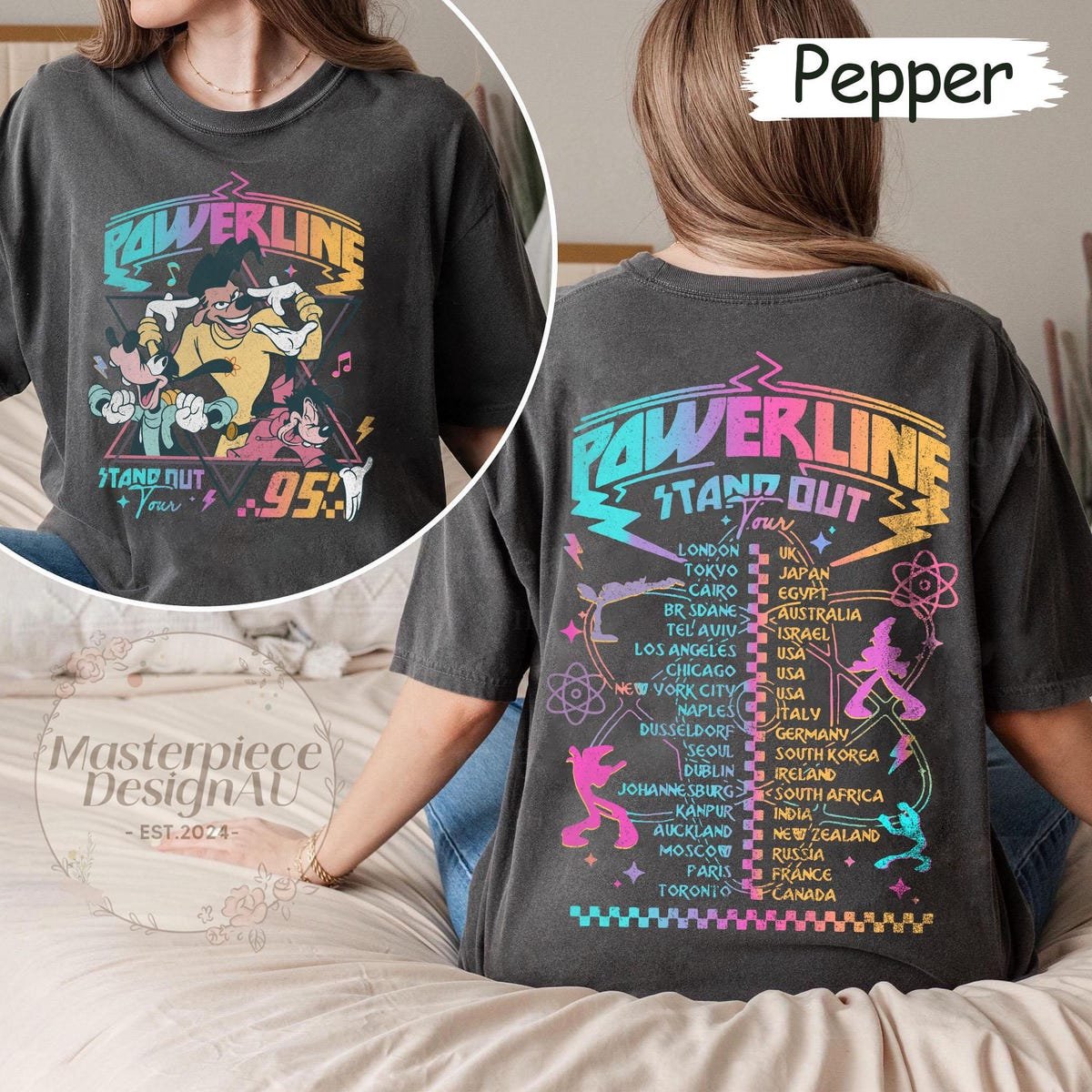 Vintage Goofy Movie Shirt Powerline Tour Retro Disney Graphic Tee