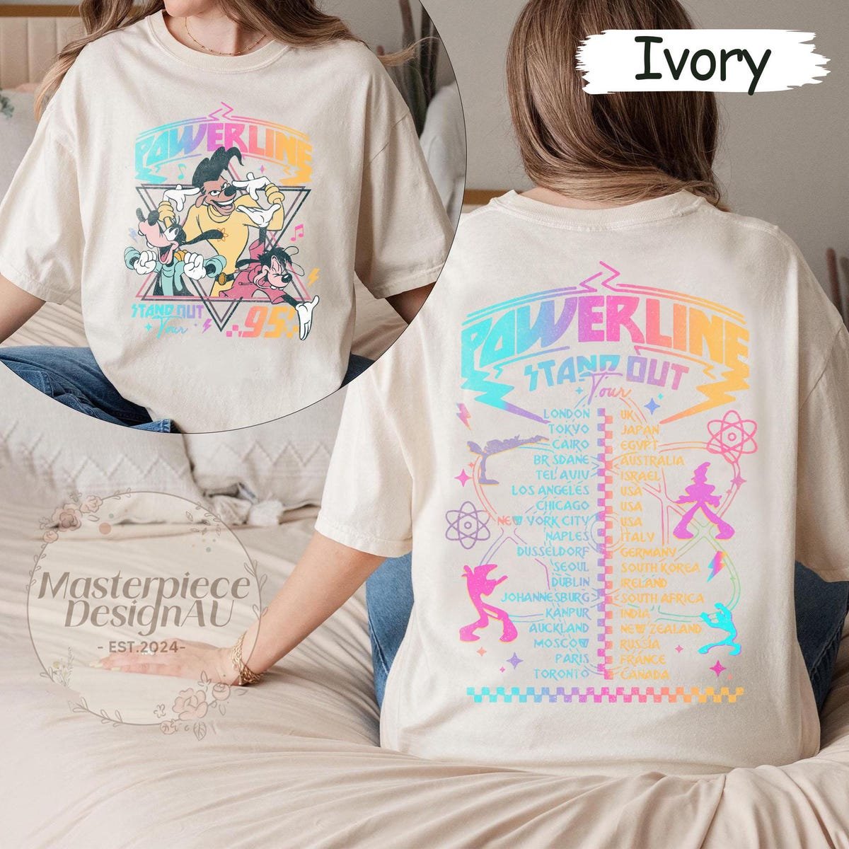 Vintage Goofy Movie Shirt Powerline Tour Retro Disney Graphic Tee
