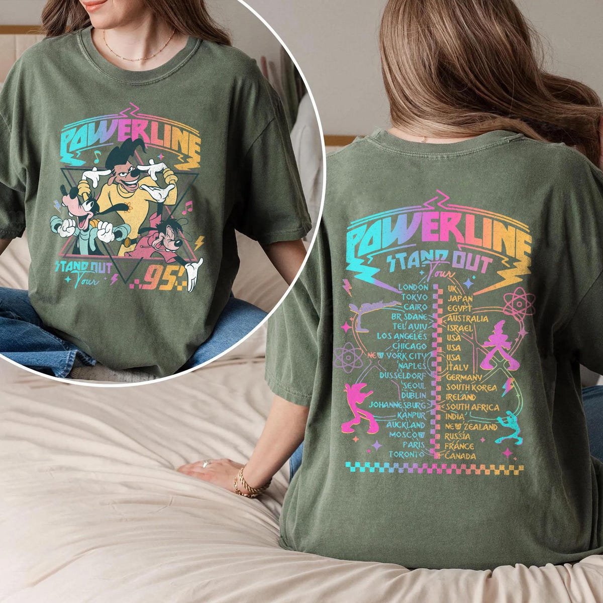 Vintage Goofy Movie Shirt Powerline Tour Retro Disney Graphic Tee