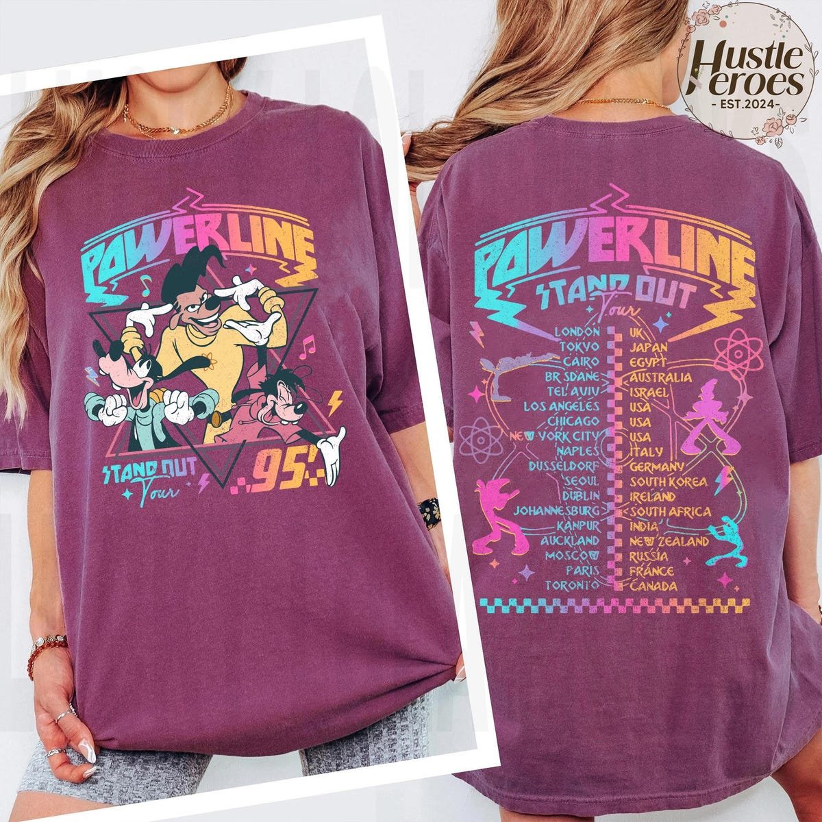 Vintage Goofy Movie Shirt Powerline Tour Retro Disney Graphic Tee