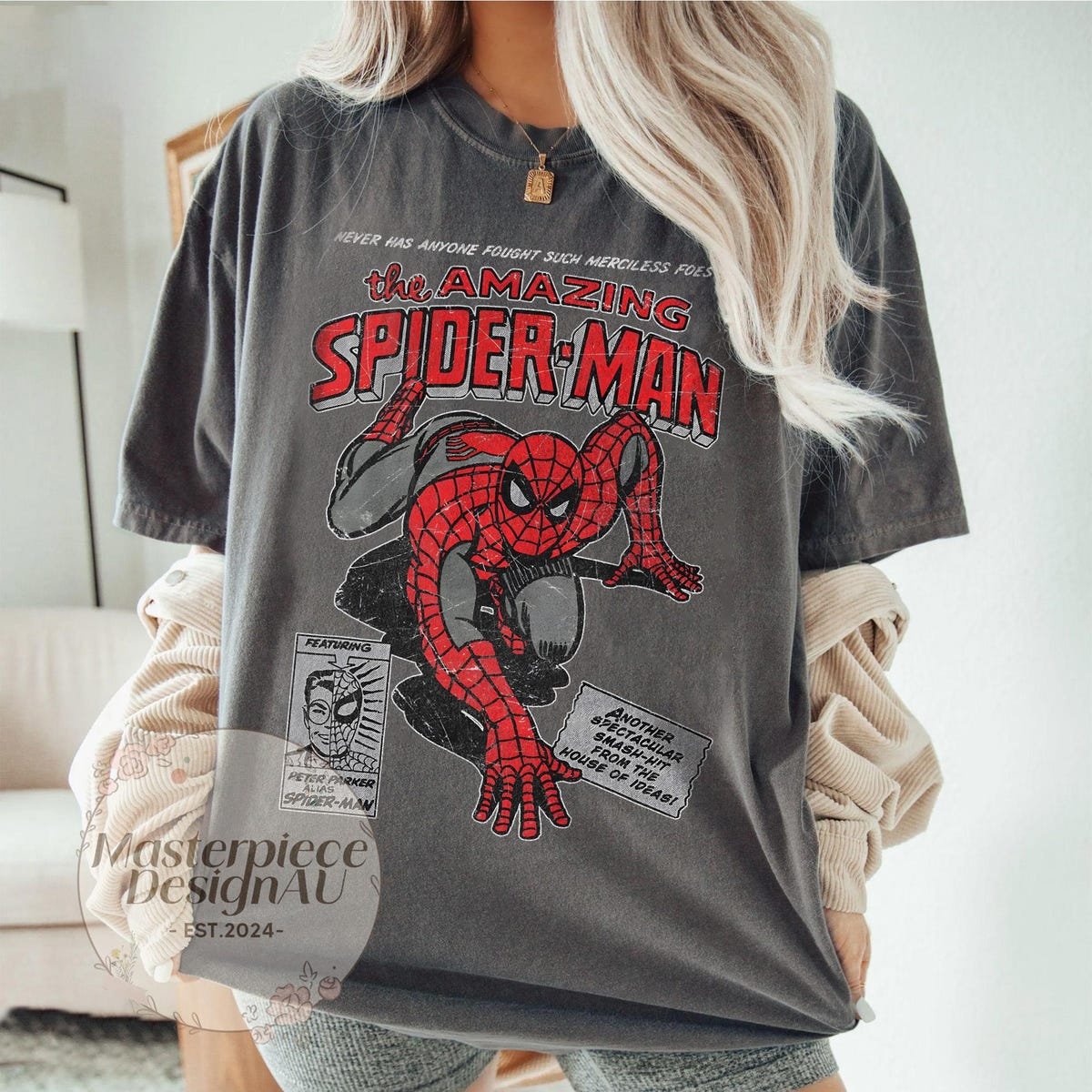 Vintage Spider-Man Comic Shirt Retro Marvel Tee Classic Superhero Gift
