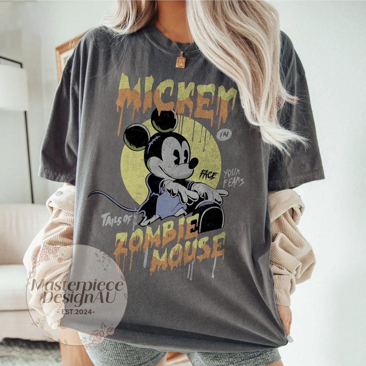 Vintage Zombie Mickey Halloween Shirt Disney Horror Tee