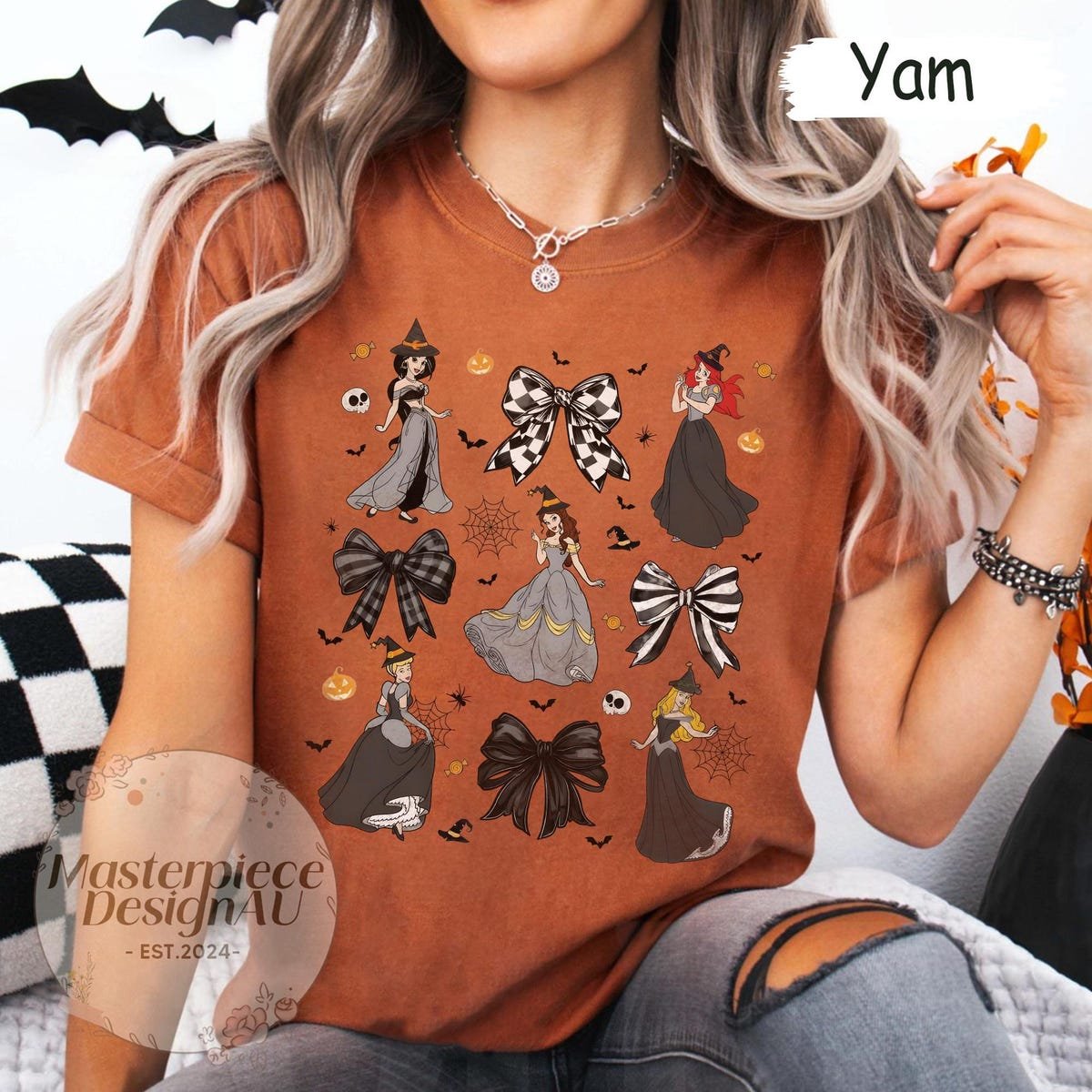 Witchy Princess Halloween Shirt Black White Bow Cute Matching Group Tee