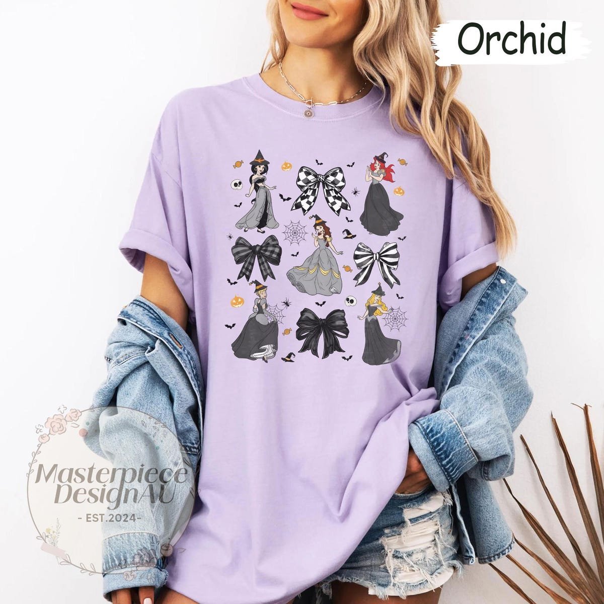 Witchy Princess Halloween Shirt Black White Bow Cute Matching Group Tee