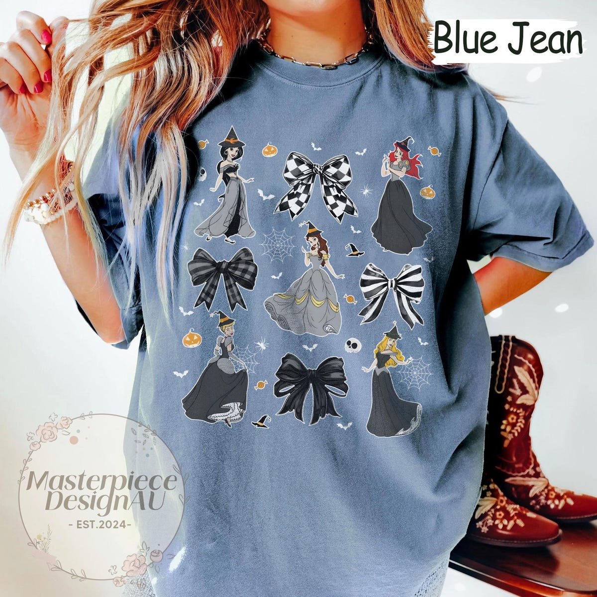 Witchy Princess Halloween Shirt Black White Bow Cute Matching Group Tee