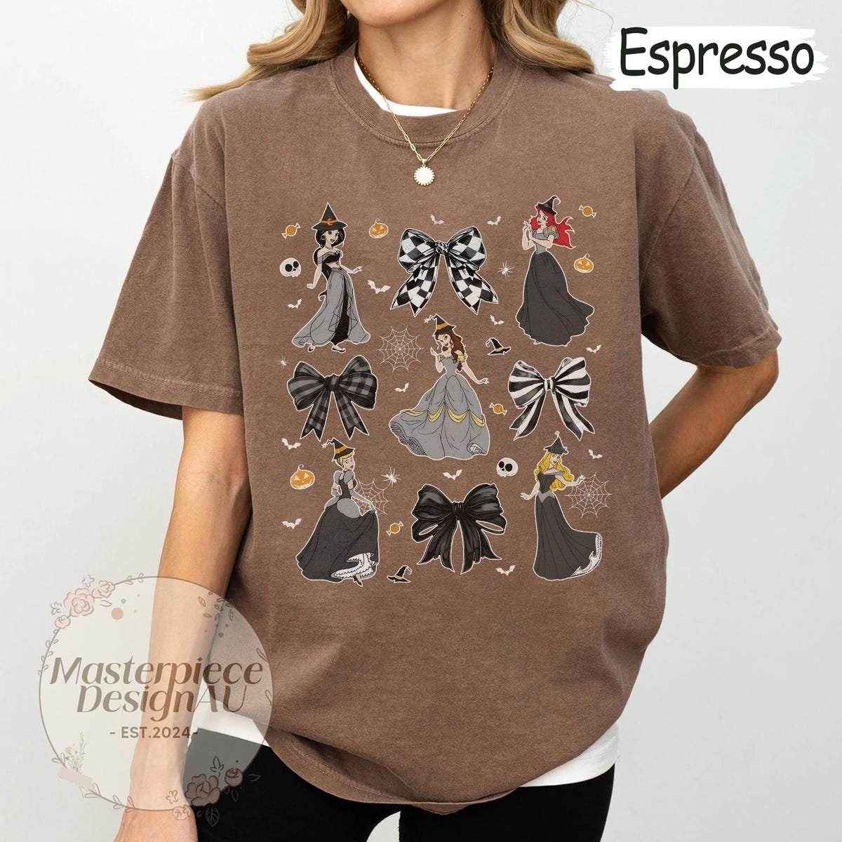 Witchy Princess Halloween Shirt Black White Bow Cute Matching Group Tee