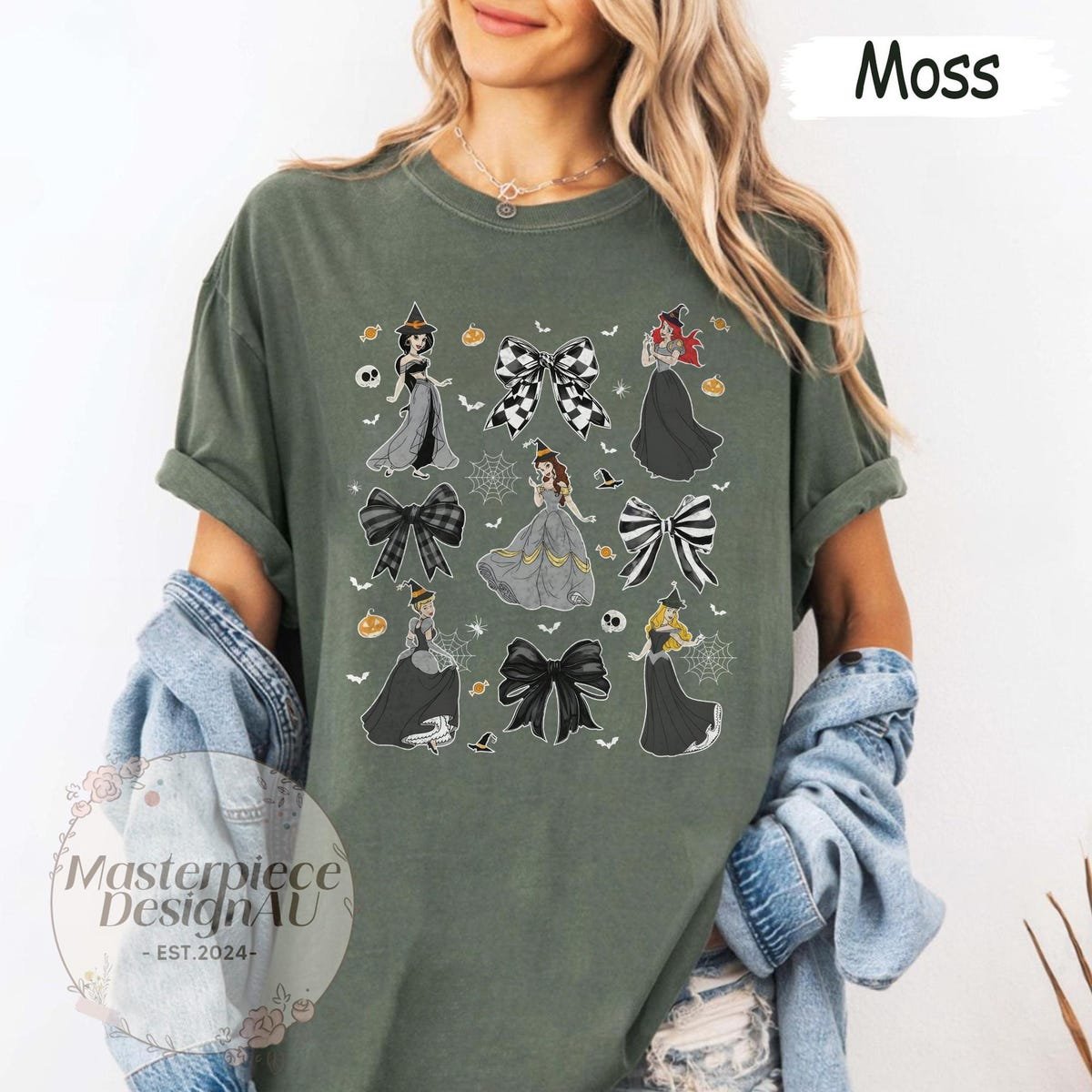 Witchy Princess Halloween Shirt Black White Bow Cute Matching Group Tee
